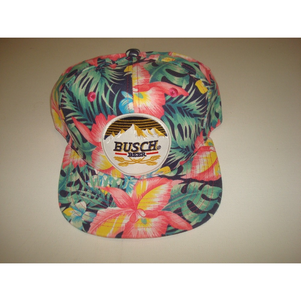 BUSCH BEER FLOWERS SURF‎ SNAPBACK BEACH 00S Y2K  HAT CAP VINTAGE DEADSTOCK P4